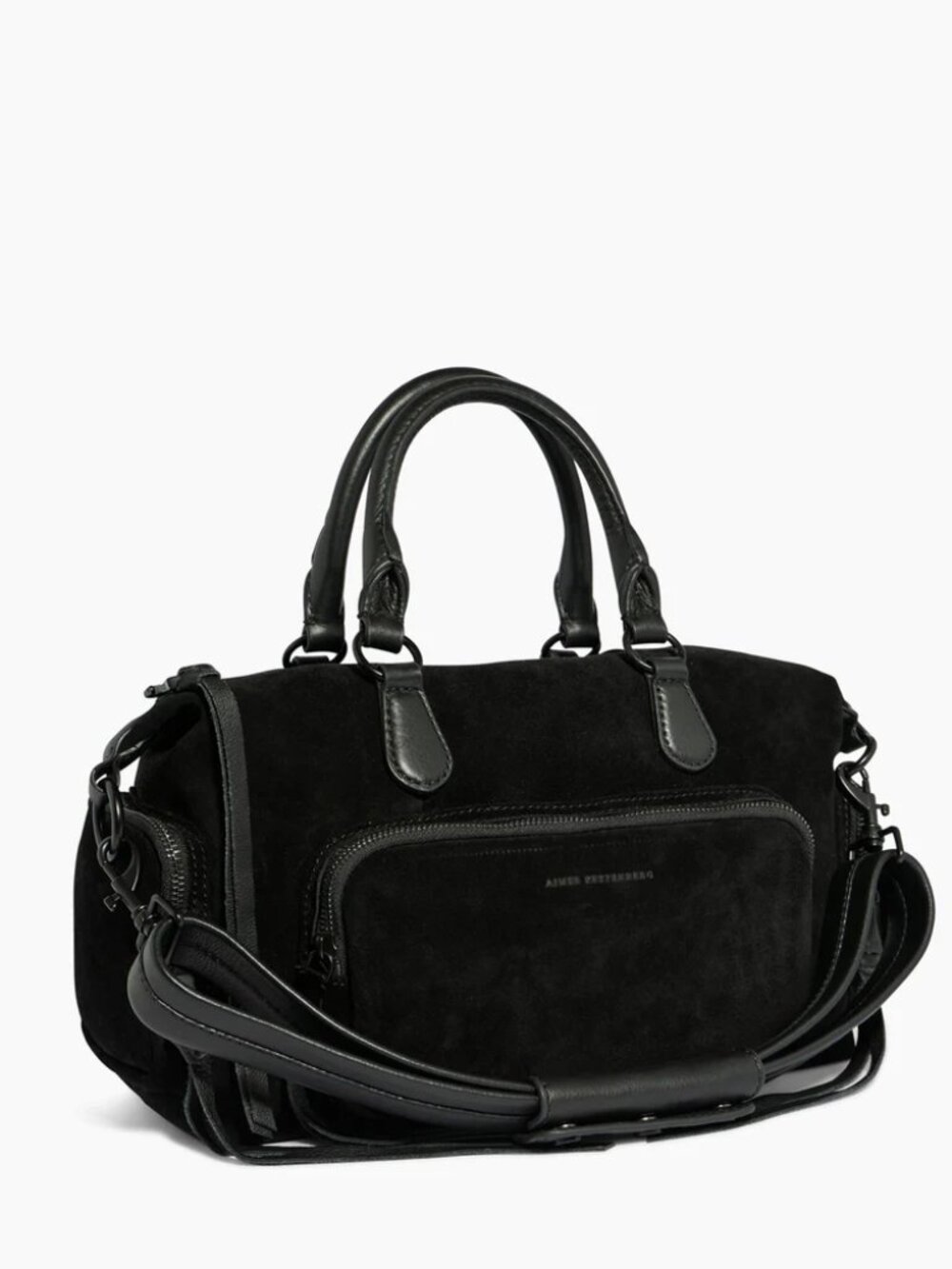 Aimee Kestenberg Leather Away We Go Satchel - Black Suede